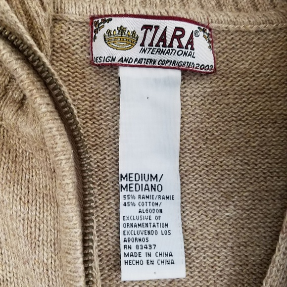 Tiara Int'l cardigan zip front tan floral M - Picture 8 of 8
